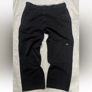 Vintage Dickies Mens 38 Distressed Loose Fit Double Knee Workwear Pants Black